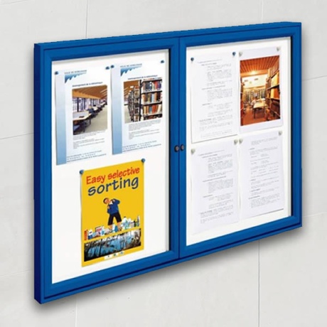 Cyclone 2 Door External Noticeboard with Painted Frame - IP 55 Weatherproof Rated